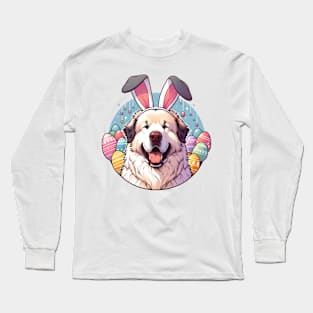 Kuvasz Celebrates Easter with Bunny Ears and Joy Long Sleeve T-Shirt